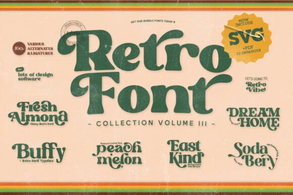 Retro Groovy Font Bundle for Editorial Design